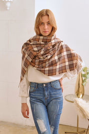 Unisex Casual Long Checkered Pattern Scarf