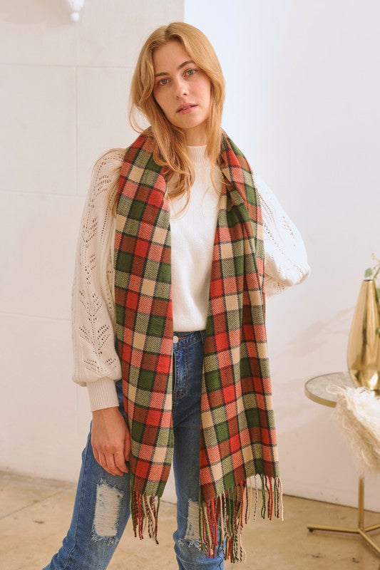 Unisex Casual Long Checkered Pattern Scarf