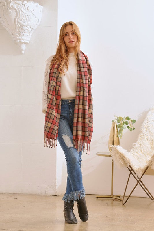 Unisex Casual Long Checkered Pattern Scarf