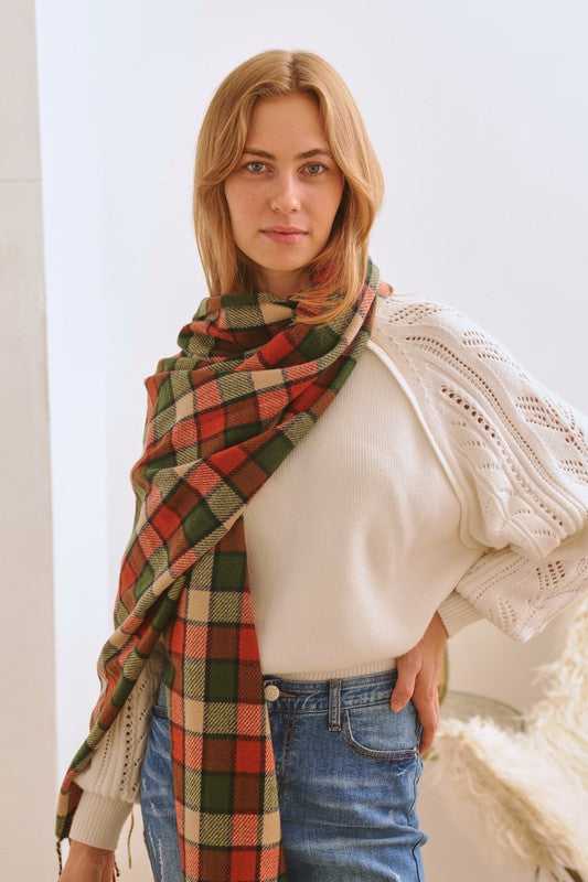 Unisex Casual Long Checkered Pattern Scarf