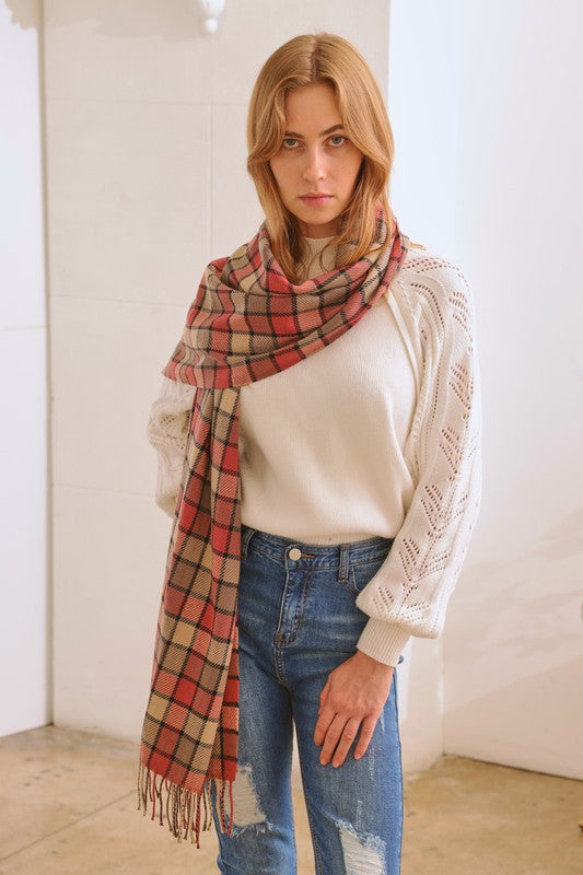 Unisex Casual Long Checkered Pattern Scarf