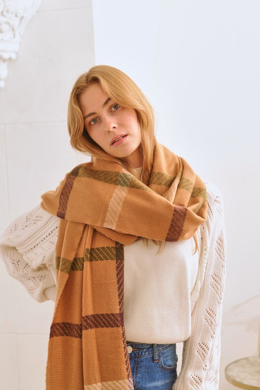 Unisex Casual Checkered Winter Shawl Scarf