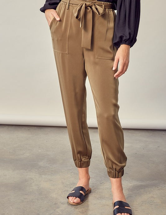 Satin Pants with Belt