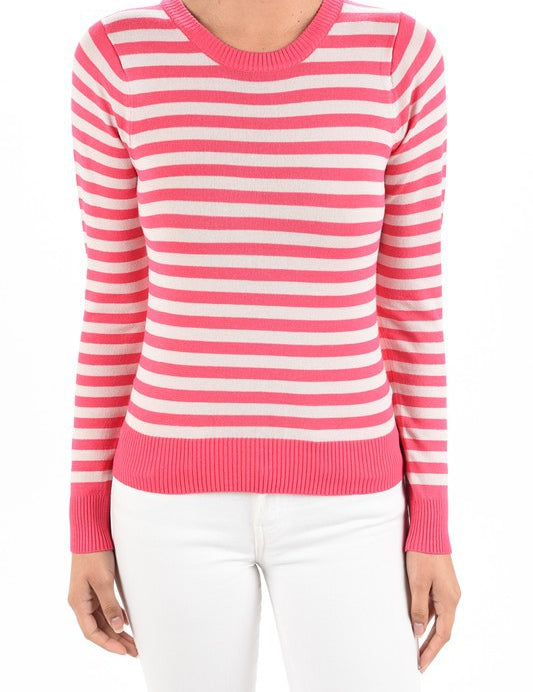 Women's Striped Long Sleeve Pullover Sweater