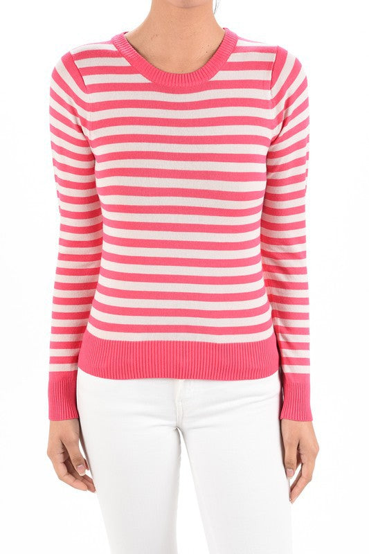 Women's Striped Long Sleeve Pullover Sweater