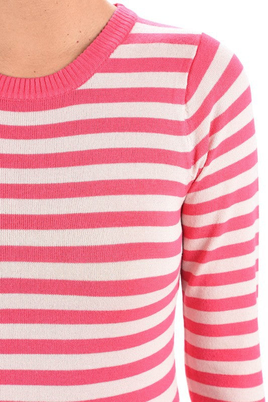 Women's Striped Long Sleeve Pullover Sweater