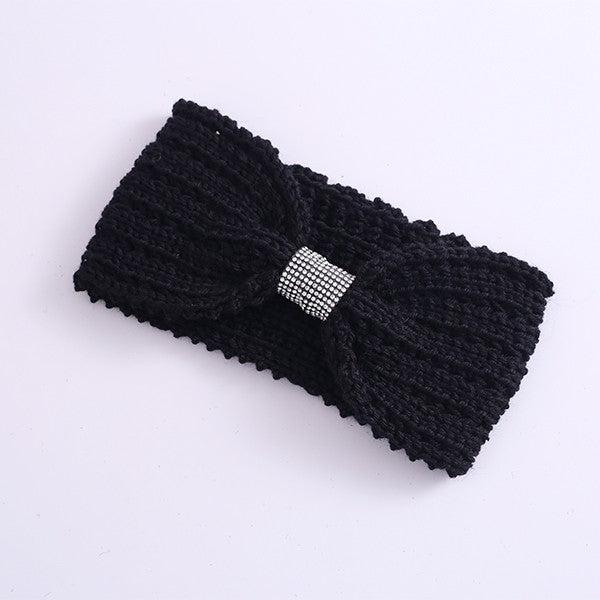 Women's Casual Rhinestone Bow Knitted Headband