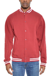 Men's Varsity Fleece Snap Button Jacket