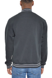 Men's Varsity Fleece Snap Button Jacket