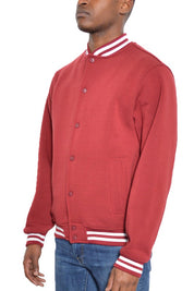 Men's Varsity Fleece Snap Button Jacket