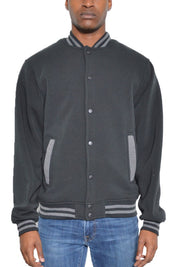 Men's Varsity Fleece Snap Button Jacket