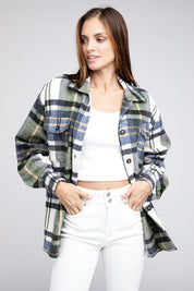 Men's Oversized Textured Flannel Shirt with Big Checks