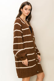 Women's Oversized Striped Sweater Cardigan