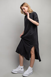 Women's Casual Loose Fit Cotton Midi Dress