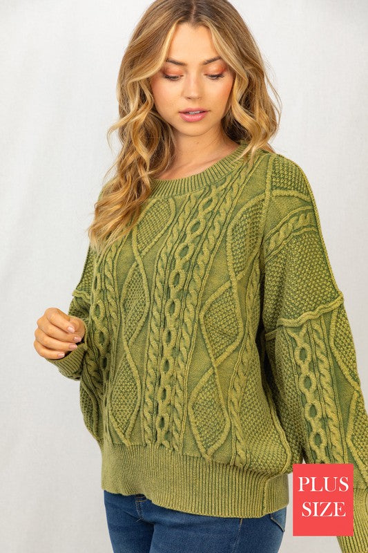 Plus Size Oversized Cable Knit Sweater for Women