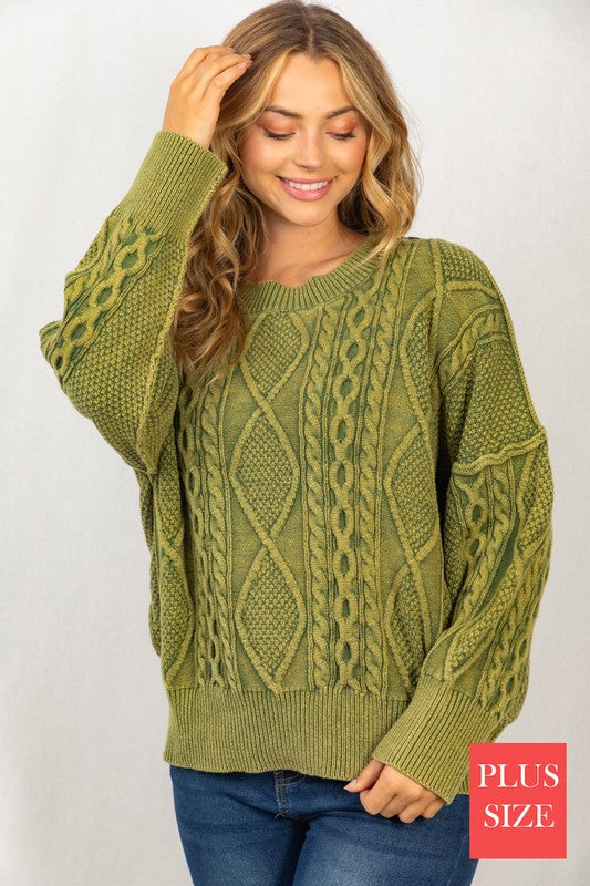 Plus Size Oversized Cable Knit Sweater for Women