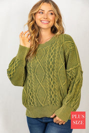 Plus Size Oversized Cable Knit Sweater for Women