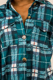 Women's Long Sleeve Plaid Shirt with Chest Pockets