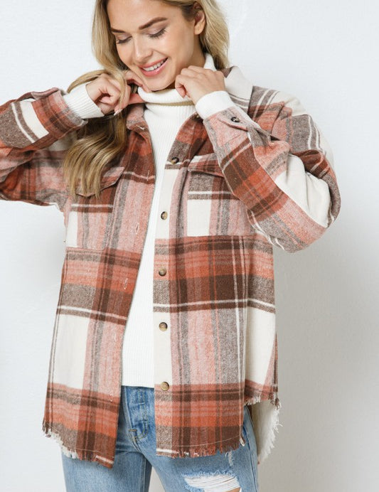 Yarn Dyed Plaid Shirt Jacket Shacket