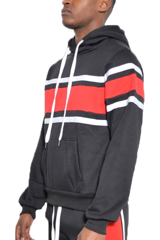 Men's Regular Fit Three Stripe Pullover Hoodie