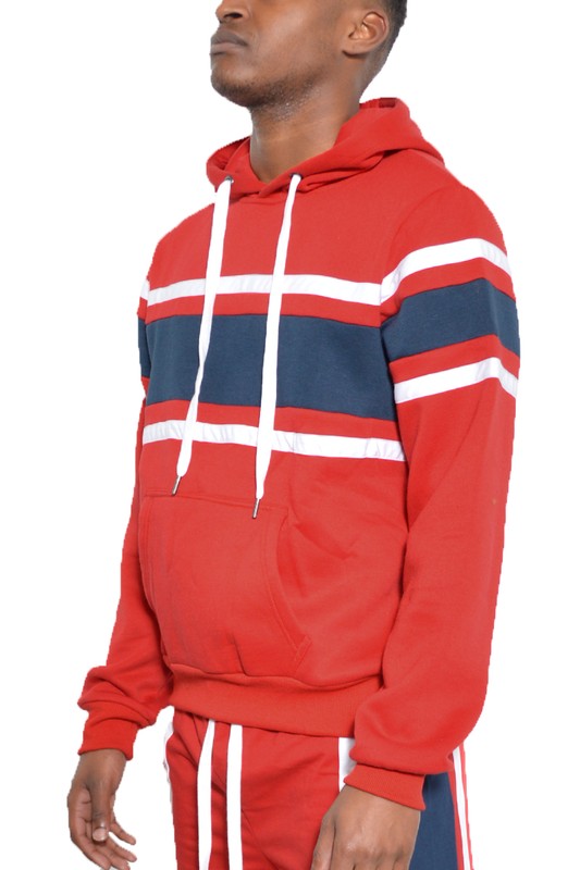 Men's Regular Fit Three Stripe Pullover Hoodie