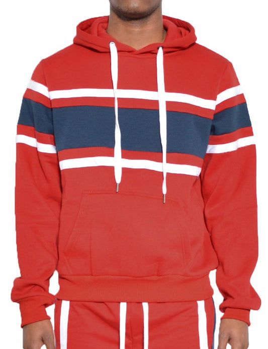 Men's Regular Fit Three Stripe Pullover Hoodie