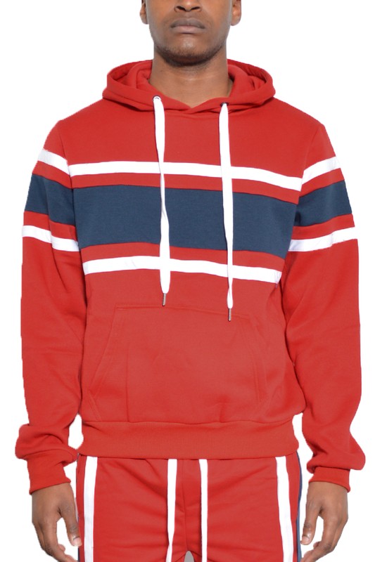 Men's Regular Fit Three Stripe Pullover Hoodie