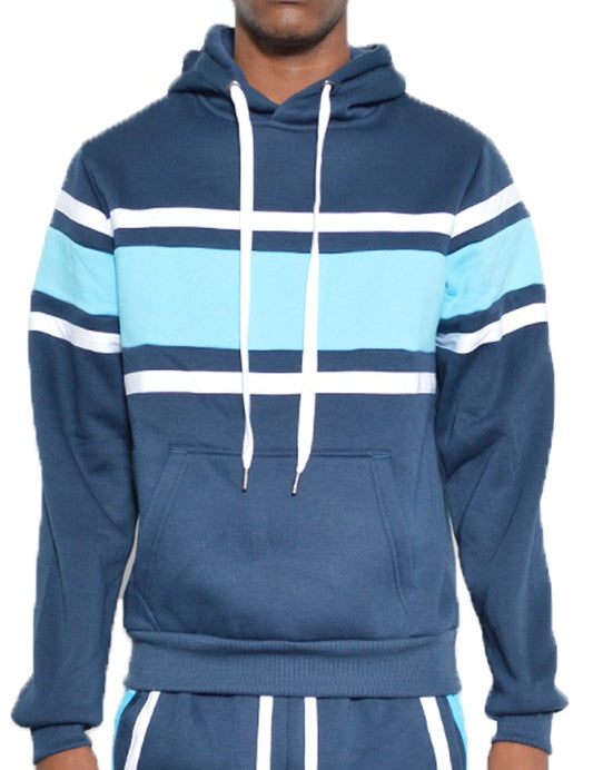 Men's Regular Fit Three Stripe Pullover Hoodie