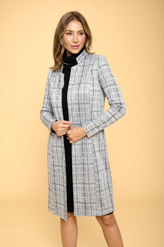 Women's Casual Plaid Open Coat