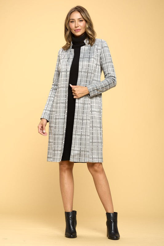 Women's Casual Plaid Open Coat