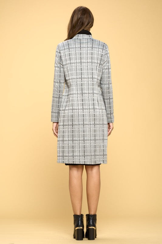 Women's Casual Plaid Open Coat