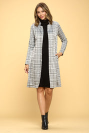 Women's Casual Plaid Open Coat