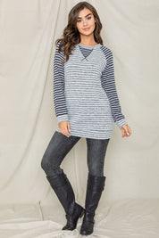 Women's Stripe Two Tone Tunic Top