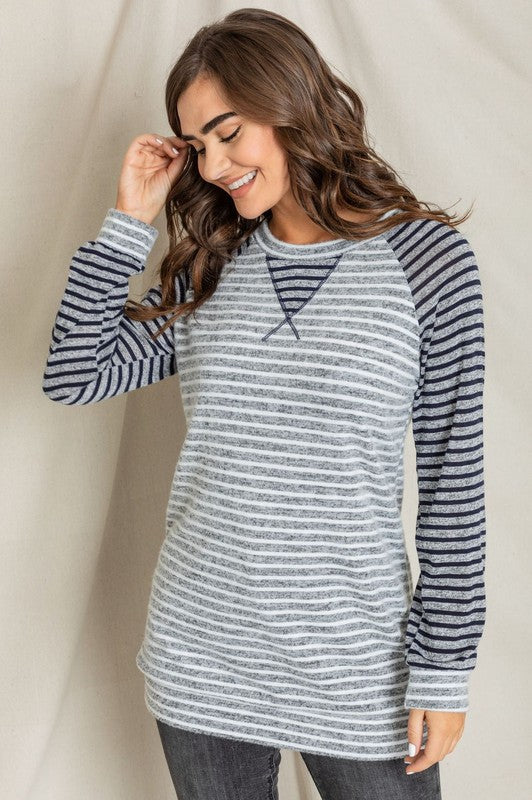 Women's Stripe Two Tone Tunic Top