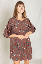 Women's Abstract Polka Dot Bishop Sleeve Mini Dress