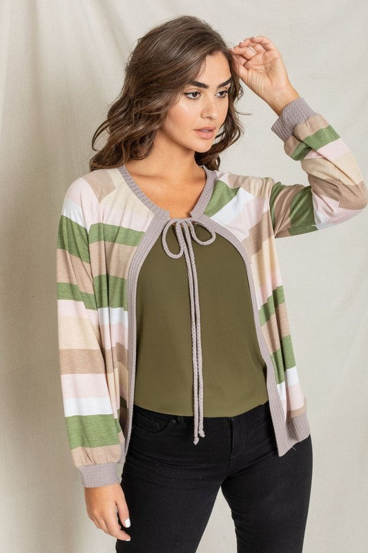 Women's Multi Color Stripe Open Cardigan