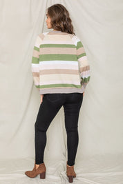 Women's Multi Color Stripe Open Cardigan