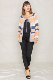 Women's Multi Color Stripe Open Cardigan