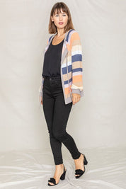 Women's Multi Color Stripe Open Cardigan