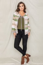 Women's Multi Color Stripe Open Cardigan