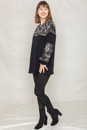 Women's Color Block Bandana Print Tunic Top