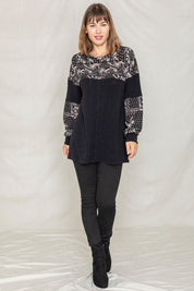 Women's Color Block Bandana Print Tunic Top