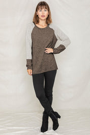 Women's Two Tone Solid Raglan Tunic