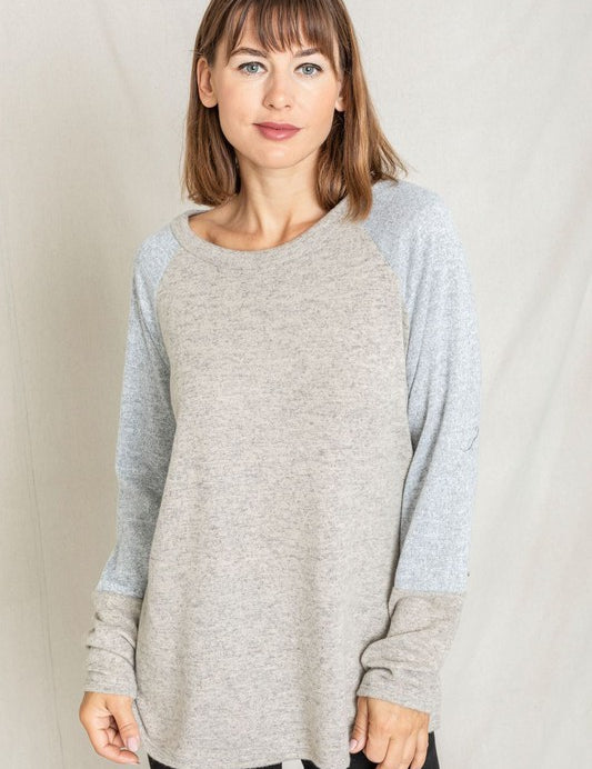 Women's Two Tone Solid Raglan Tunic