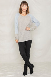 Women's Two Tone Solid Raglan Tunic