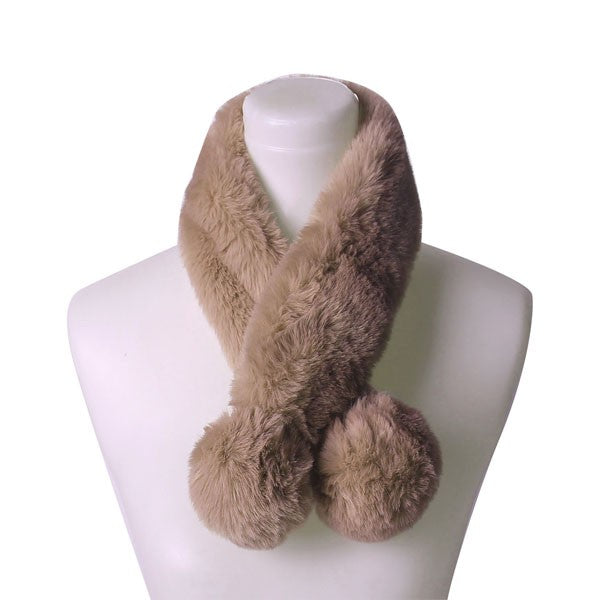 Unisex Casual Faux Fur Pom Pom Winter Scarf