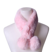 Unisex Casual Faux Fur Pom Pom Winter Scarf