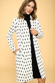 Women's Regular Fit Knit Jacquard Open Coat