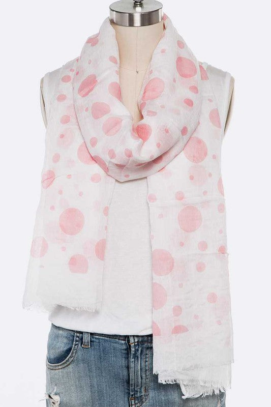 Women's Large Oblong Polka Dot Cotton Blend Scarf