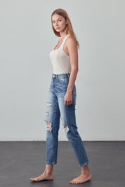 Women's High Rise Medium Wash Girlfriend Jeans